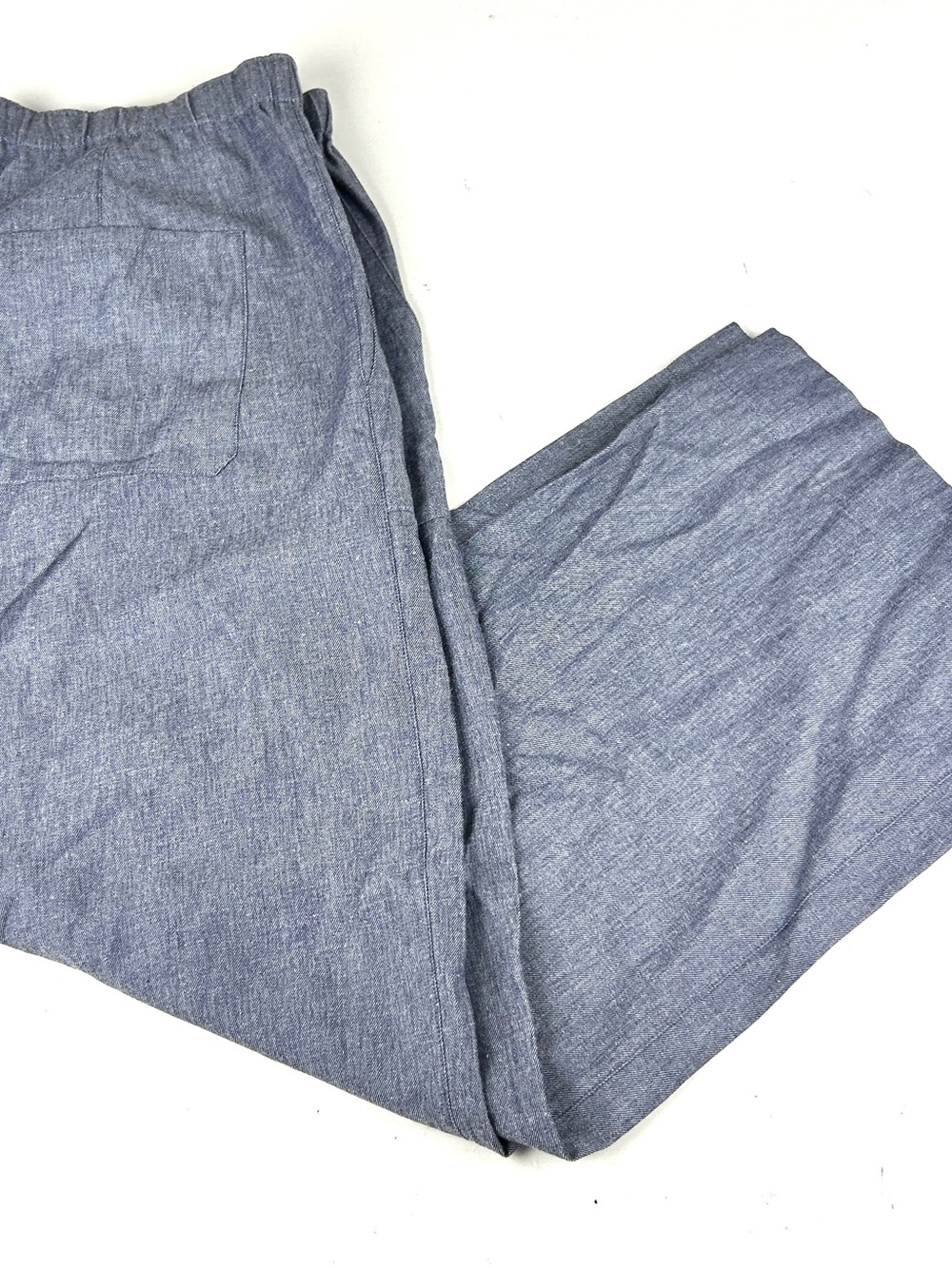 Vince Linen Blend Wide Leg Pants Womens Sz XL Blue Drawstring Waist